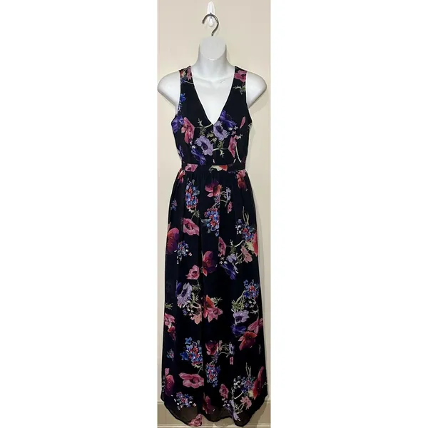 Modcloth "Muster the Length" Maxi Dress Black & Multicolor Floral Size XXS NWT!! - Image 2