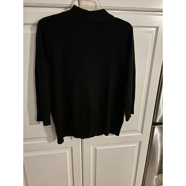 Kasper Separates Black V-Neck Cardigan Rhinestone Button Wool Blend XL - Image 4