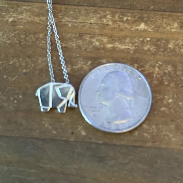 Silver tone origami elephant pendant necklace - Image 5
