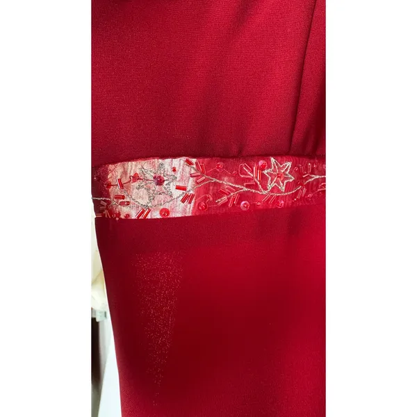 1990s Y2K Michaelangelo Red Beaded Chiffon Evening Gown size 8 - Image 8