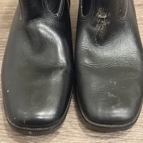 VTG Y2K Justin Black Leather Roper Western Cowboy Boots Square Toe 5.5 Wide Boho - Image 3