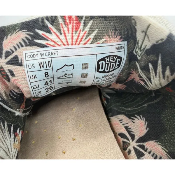 Hey Dude Cody Craft Linen Sneakers White Slip On Casual Size Wide 10 40600-100 - Image 7