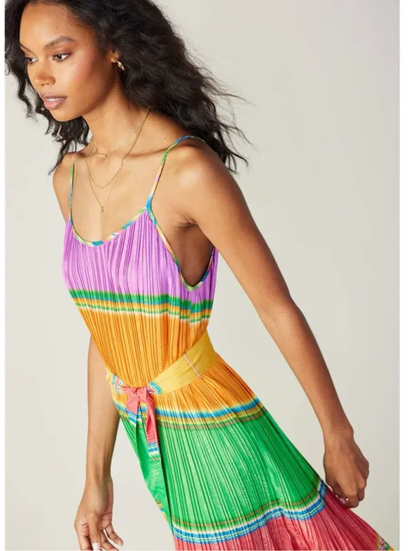 NWT Current Air Pleated Colorblock Maxi Dress L - Image 3