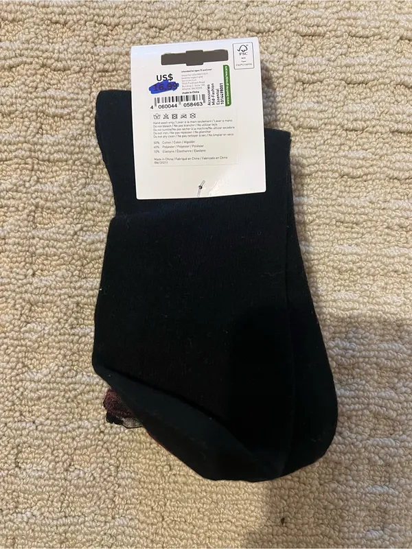 I AM Floral Sheer Ankle Socks in Burgundy and Pink - Image 2