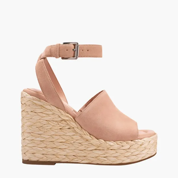 NEW MARC FISHER LTD Nelly Ankle Strap Wedge Sandal In LIGHT NATURAL 111 - Image 4