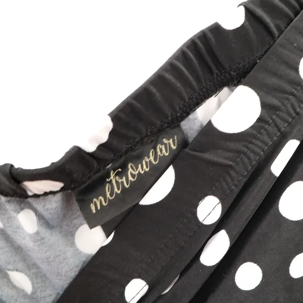 Retro Y2K Vintage Metrowear Black Polka Dot‎ Stretch Maxi Long Flare Skirt 3X - Image 5