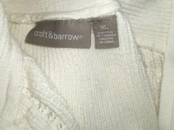 Croft & Barrow White Cable Knit Zip Up Cardigan Sweater - Image 2