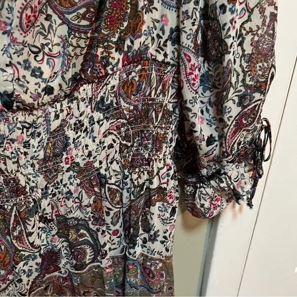Figueroa & Flower Women's Size Large Midi Dress Boho Paisley Floral Off Shoulder - Image 7