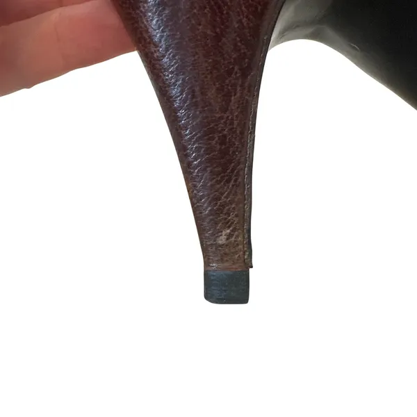 Prada Vintage Brown Leather Studded Grommet Bow Pumps Pointed Toe IT40 9.5 - Image 10