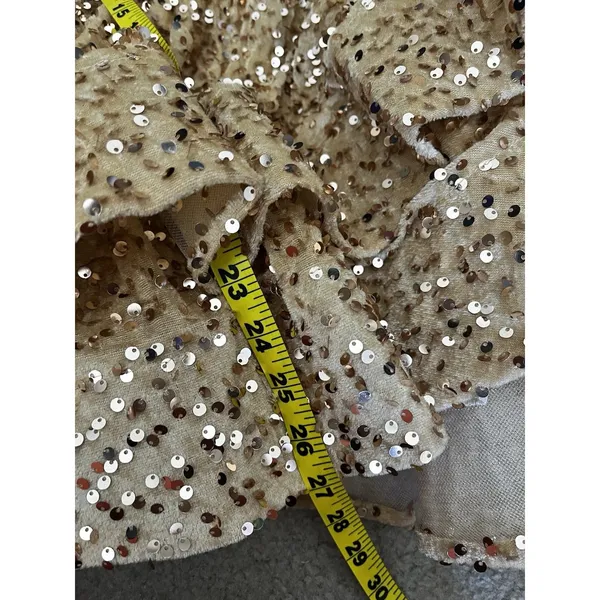 Gold Sequin Fairy Prom Dress 8 Whimsical Dreamy Romantic Ethereal Tiered Formal - Image 9