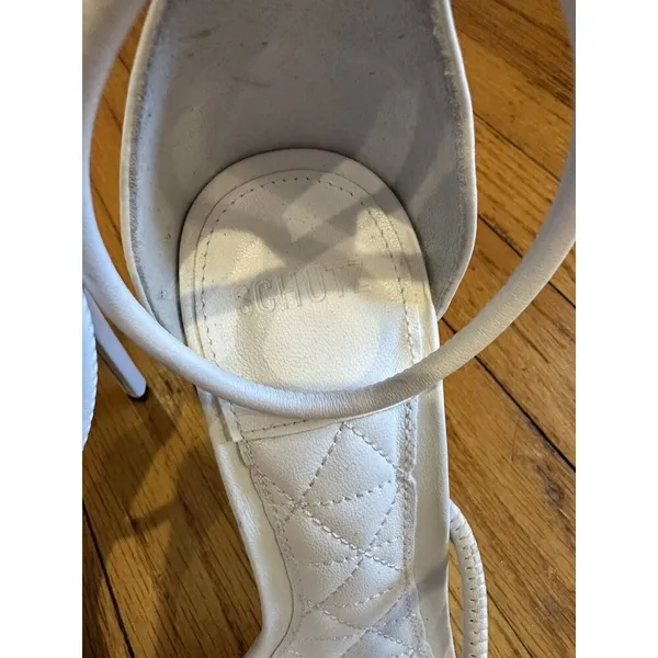 SCHUTZ Gaiah Ankle Strap Sandals in White Leather Size 7.5 EUC - Image 6
