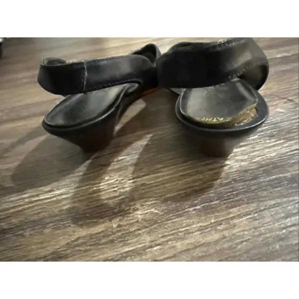 Fashion 10 Endicott Johnson Vintage Leather Pumps Wedge Classic Minimalist Black - Image 8