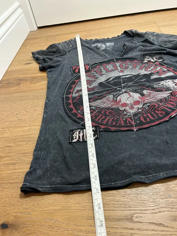 Large Affliction biker T shirt distressed - Image 11