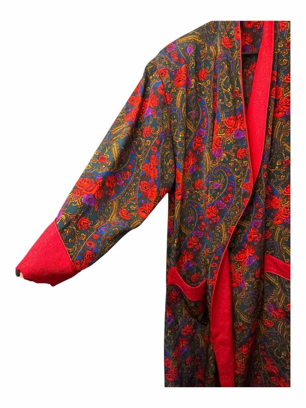 Vintage Victoria's Secret Kimono Robe Gold Label Red Floral 90s Lingerie - Image 2