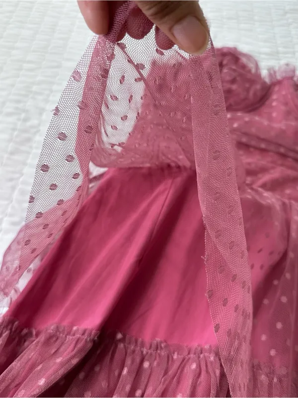 Lulu's Sweetheart Style Mauve Polka Dot Bustier Tiered Midi Dress Size S - Image 13