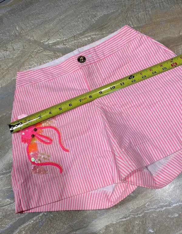 Lilly Pulitzer Pink Striped Shorts with Embellished Design Women’s 6 / Read Description The waist was modified and now is 24 inches. This short is for a girl with small waist (Please See the pics) - Image 10