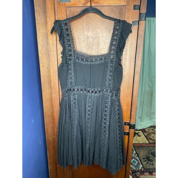 Buddy Love Black Lace Babydoll Mini Dress Small Flutter Sleeve Boho Coquette - Image 2