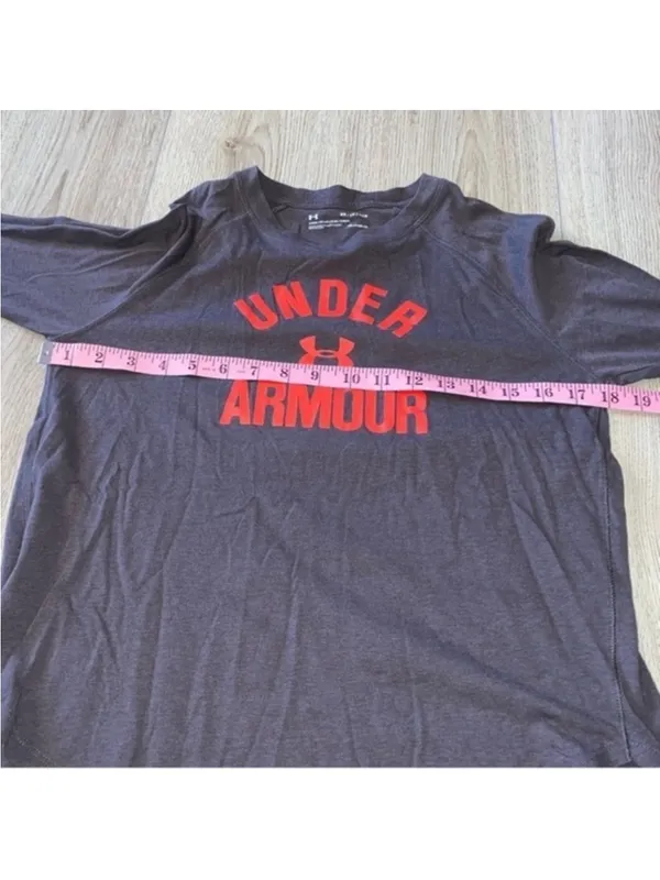 Under Armour Dark Gray red Long Sleeve Tee shirt top - Image 2
