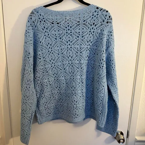 Universal Threads Womens Large Sky Blue Knot Sweater Crochet Vintage - Image 6