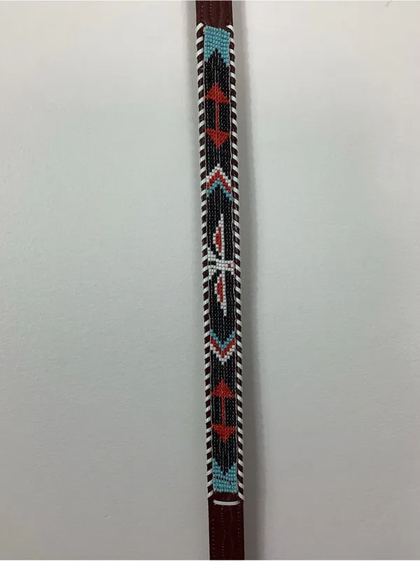 Native Southwestern Hand Seed Leather Belt - Image 4