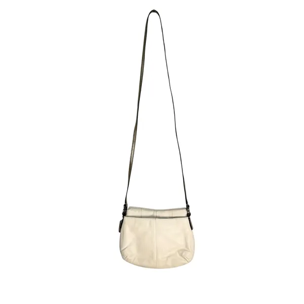 Coach Cream Leather Flap Buckle Crossbody Bag‎ Gold Accents - Image 2