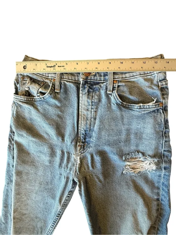 MOTHER High Waisted Rider Skimp Jeans 28 Bloom and Doom Distressed Straight Leg - Image 10