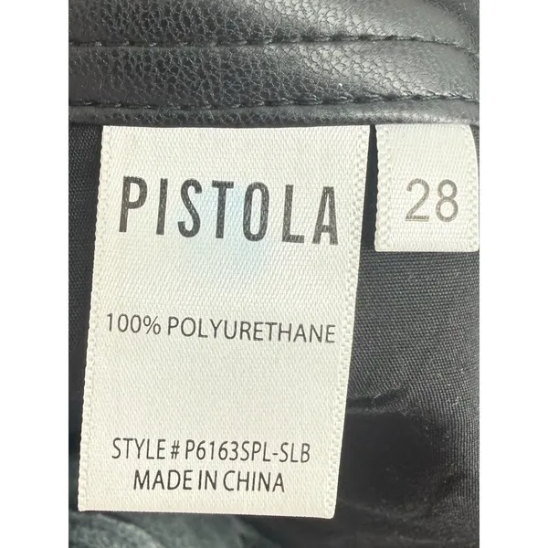 Pistola Stevie High Rise Wide Leg Pants Slate Black Faux Vegan‎ Leather Size 28 - Image 8