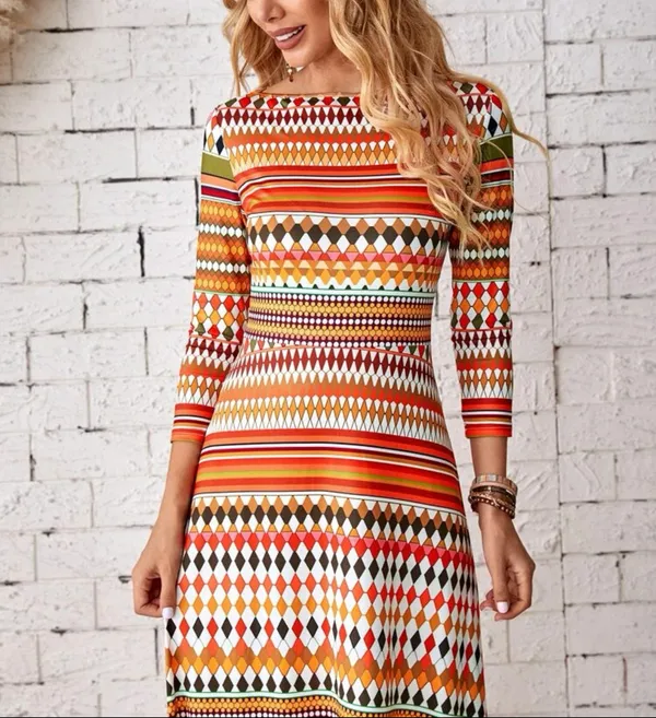 Boutique Striped Maxi Dress Orange  - Image 4