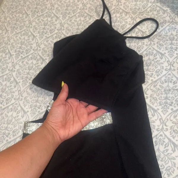 Rhinestone cutout little black dress size S - Image 2