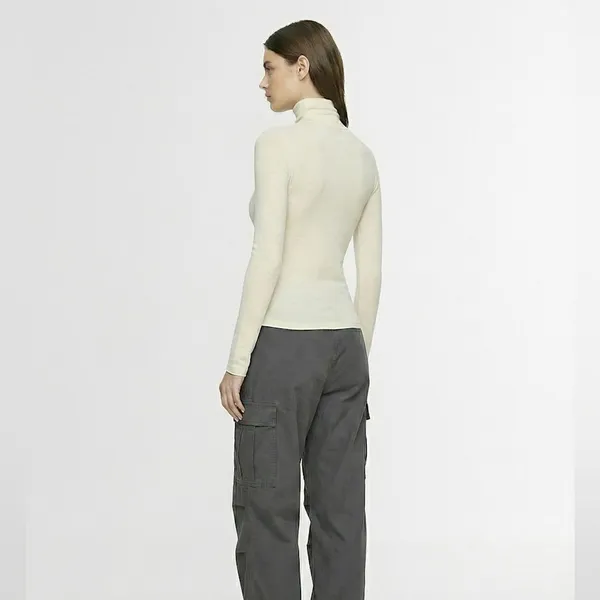 SKIMS NWT (G14) Cotton Jersey Long-Sleeve Stretch Turtleneck | Marble | Size S - Image 3