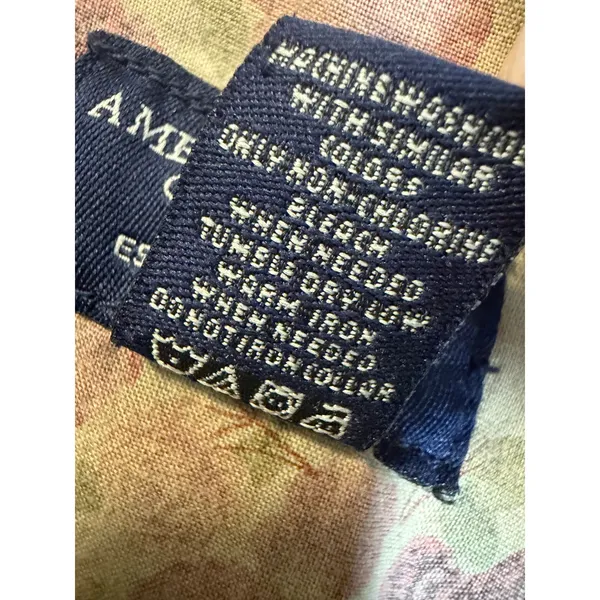 American Eagle Denim Jacket XL Womens Faux Shearling Collar Floral Lining Blue - Image 6