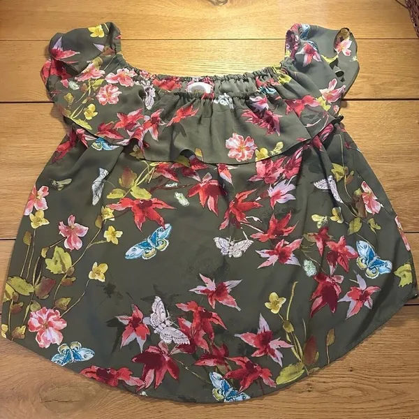 Anthropologie Maeve floral off the shoulder blouse large - Image 2