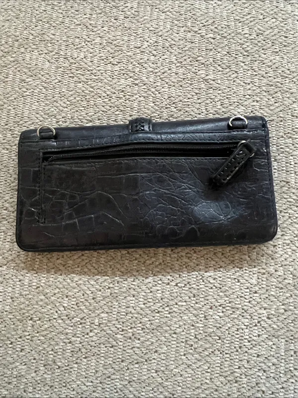 Vintage Y2K Brighton Black Leather Snap Closure Accessory with Silver - Image 3