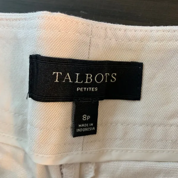 Talbots Modern Fit Cropped Pants 8P‎ Cream Ivory Cotton Stretch Petite Trousers - Image 4