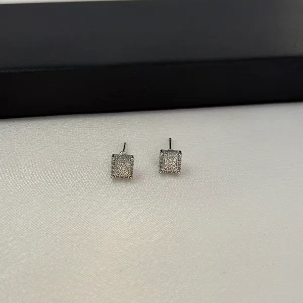 5mm Geometric Square CZ Stud Earrings for Men Women Streetwear Punk Hip Hop Unisex Style - Image 3