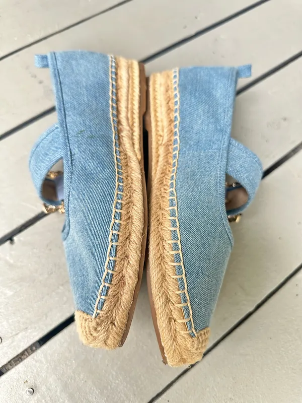 Sam Edelman Maddy Espadrille Mary Jane Ornate Buckle flats Montrose Blue Denim~9 - Image 4