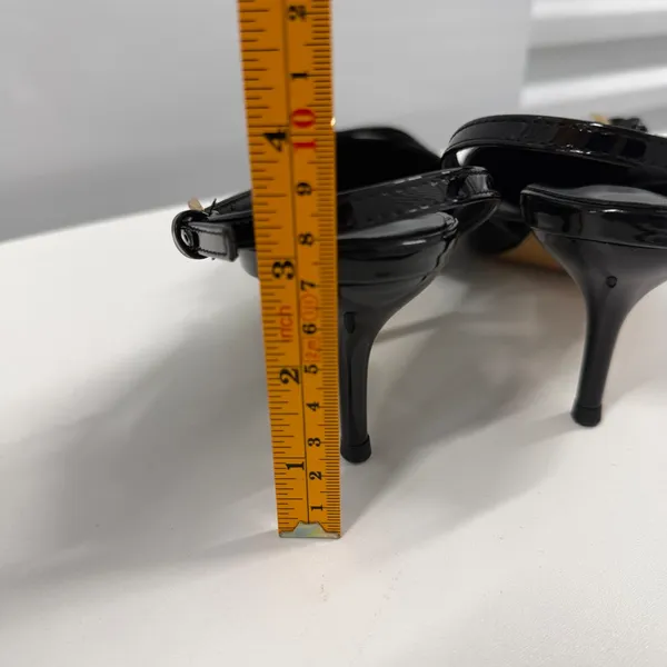 Black Patent Slingback Heels Pointed Toe Multi Strap Buckle Pumps Stiletto US 9 - Image 8