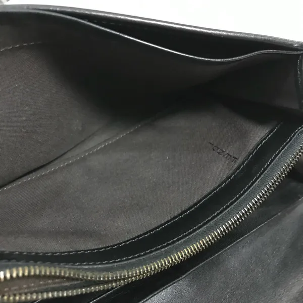Fendi Zucchino Vintage Black Logo Flap Wallet Clutch with Silver Buckle EUC - Image 7