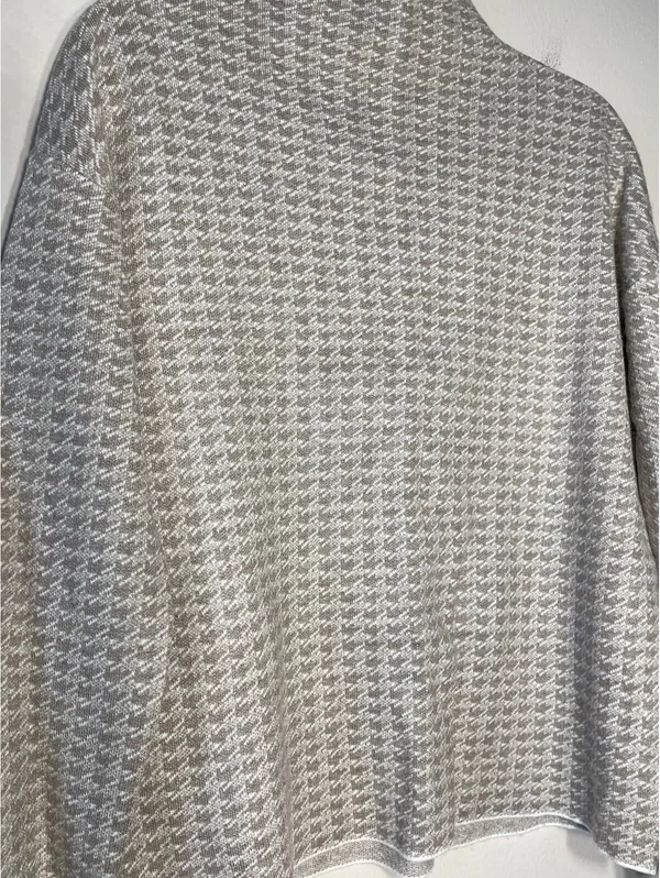 Houndstooth Mock Neck Sweater Neutral Academia Normcore M - Image 3