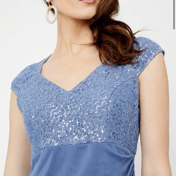 Alex Evenings Blue Long Sequin Mother of Bride Dress Wedding Formal Occasion 14 - Image 3