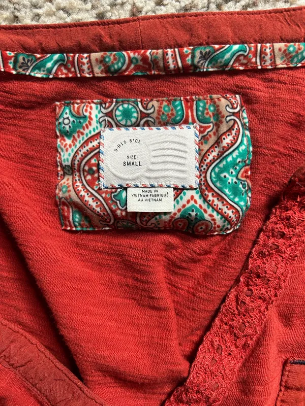 Red Anthropologie Top Long Sleeve - Image 3
