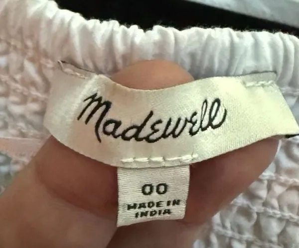 Madewell Women's White Pleated Cotton Poplin Crop Top with Side Zipper - Image 2