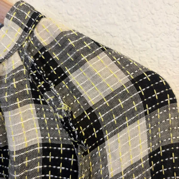 Anthropologie Pilcro Puff Sleeve Button Top M Gingham Plaid Wool Blend Cottage - Image 7