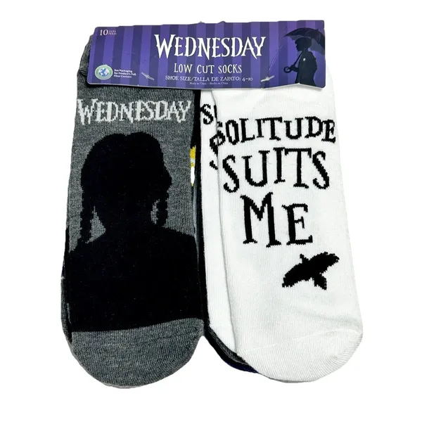 Wednesday Addams Socks Womens 10 Pack Low Cut Shoe Size 4-10 NWT MGM Netflix New - Image 11