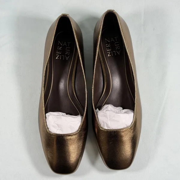 Naturalizer Size-8W Womens Chelsea Gold Leather Square Toe‎ Ballet Flats - Image 8