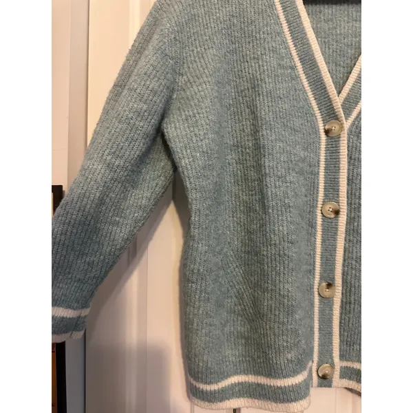 A New Day Women's Light Blue V-Neck Button‎ Front Cardigan Sweater - Image 4