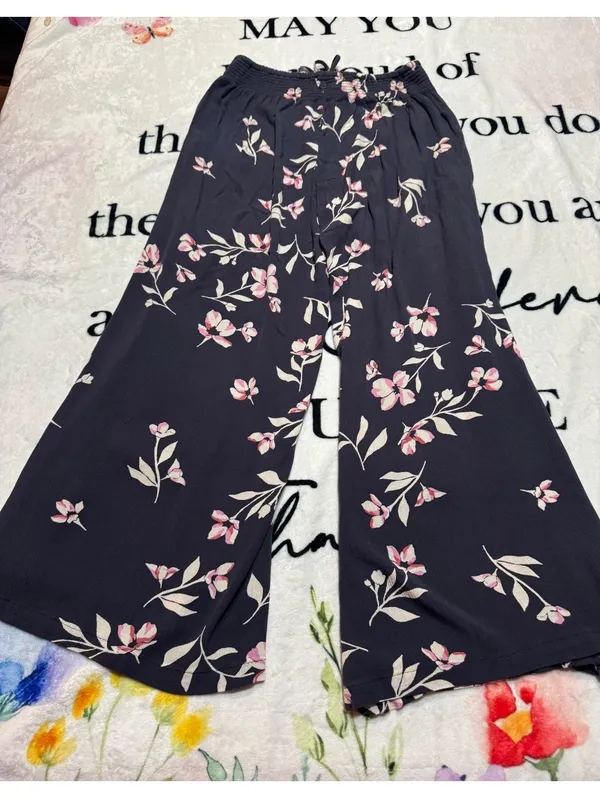 Billabong Black Floral Adventure Spirit Pull-On Wide-Leg Pants Size M - Image 4