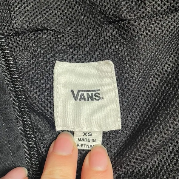Vans Black Hooded Windbreaker Jacket Lightweight Casual Outerwear Womens‎ XS - Image 3