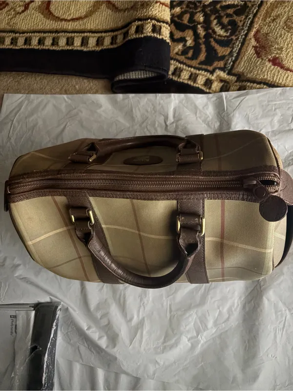 Burberry Beige and Brown Check Canvas‎ Tote with Leather Trim - Image 15