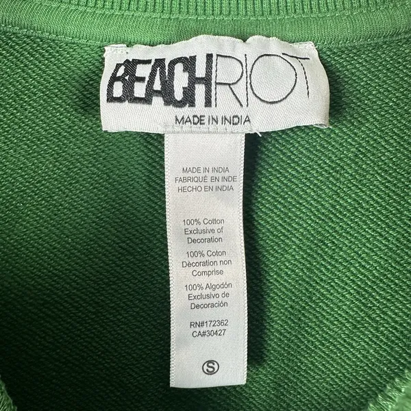 BEACH RIOT Anthropologie Winning Team Crewneck Sweatshirt Sz Small Green Varsity - Image 4